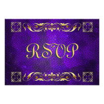 Emperor Purple Stained Glass RSVP Card Invitation
