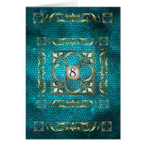 Emperor Teal Fleur Stained Glass Table Card