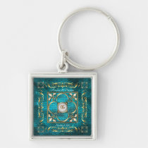 Emperor Teal Monogram Keychain