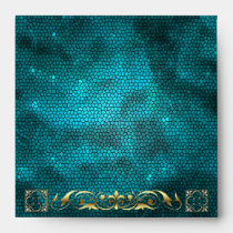 Emperor Teal Stained Glass Fleur Envelope