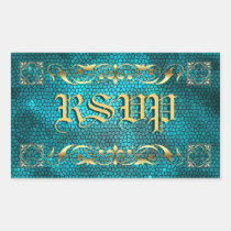 Emperor Teal Stained Glass RSVP Sticker