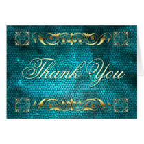 Emperor Teal Stained Glass Thank You NoteCard