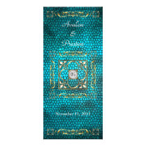 Emperor Teal Stained Glass Wedding Program Rack Card Design