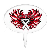 Emphysema Awareness Heart Wings Oval Cake Picks