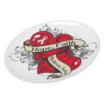 Emphysema Hope Faith Dual Hearts Dinner Plate