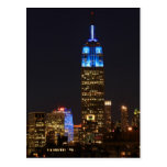 Empire State Building 30 Rock in blue for Autism 2 Post Cards