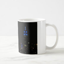 Empire State Building, 30 Rock in blue for Autism Coffee Mugs