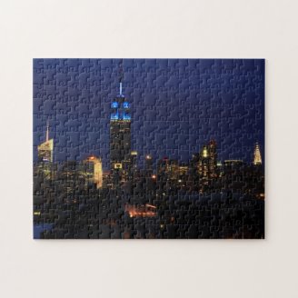 Empire State Building all in Blue, NYC Skyline Jigsaw Puzzles