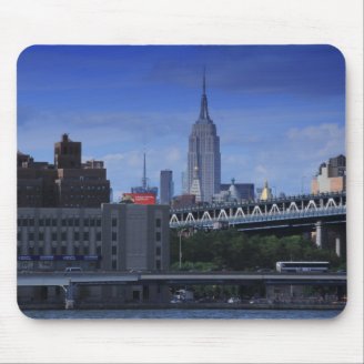 Empire State Building Behind Williamsburg Bridge Mouse Pads