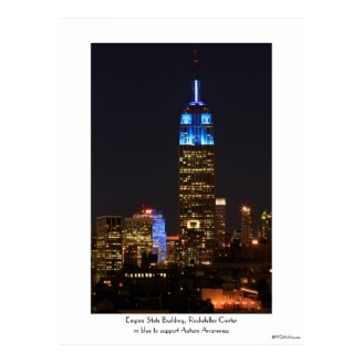 Empire State Building Blue for Autism 2012 Print