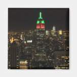Empire State Building Christmas Colors at night 01 Magnet