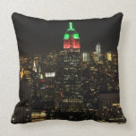Empire State Building Christmas Colors at night 01 Throw Pillow
