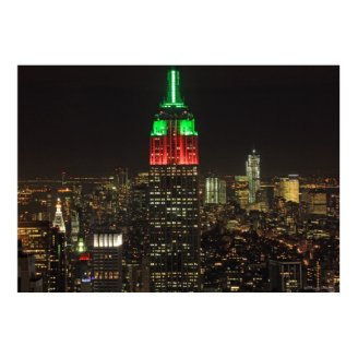 Empire State Building Christmas Colors at night 01 Print