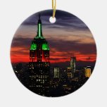 Empire State Building - Christmas Colors Sunset 02 Christmas Ornament
