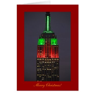 Empire State Building Closeup Christmas Colors Card