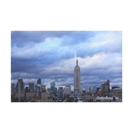 Empire State Building Dramatic Clouds Canvas Print