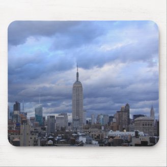 Empire State Building Dramatic Clouds Mousepad