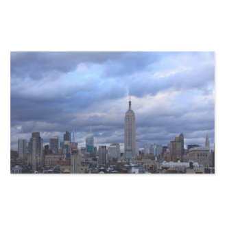Empire State Building Dramatic Clouds Rectangle Stickers