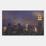 Empire State Building glows in clouds and fog Rectangle Sticker