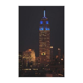 Empire State Building in Blue, 30 Rock #02 Stretched Canvas Print