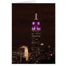 Empire State Building in Purple & White 01 Greeting Cards