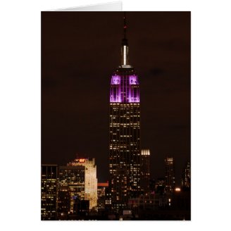 Empire State Building in Purple & White 01 Greeting Cards