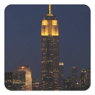 Empire State Building in Yellow 01 Square Stickers