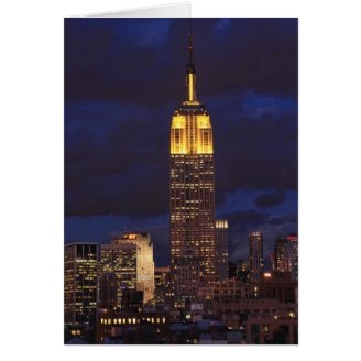 Empire State Building in Yellow, Twilight Sky 01 Greeting Cards