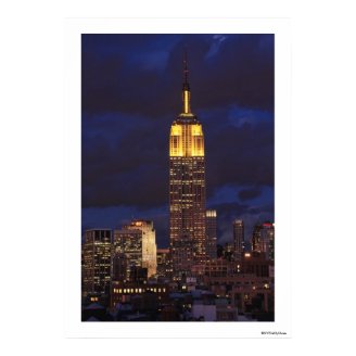 Empire State Building in Yellow, Twilight Sky 01 Poster
