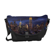 Empire State Building in Yellow, Twilight Sky 02 Messenger Bag