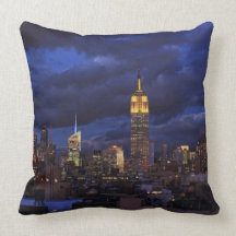 Empire State Building in Yellow, Twilight Sky 02 Throw Pillow