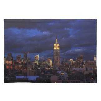 Empire State Building in Yellow, Twilight Sky 02 Place Mats