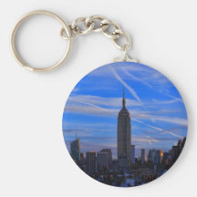 Empire State Building, NYC Skyline and Jet Trails Keychain