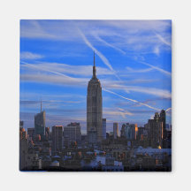 Empire State Building, NYC Skyline and Jet Trails Refrigerator Magnet