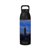 Empire State Building, NYC Skyline and Jet Trails Reusable Water Bottle