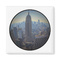 Empire State Building, NYC Skyline, Fish Eye View Refrigerator Magnet