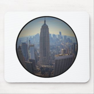 Empire State Building, NYC Skyline, Fish Eye View Mousepads
