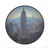 Empire State Building, NYC Skyline, Fish Eye View Square Sticker