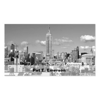 Empire State Building NYC Skyline Puffy Clouds BW Business Card