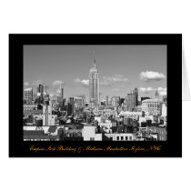 Empire State Building NYC Skyline Puffy Clouds BW Cards