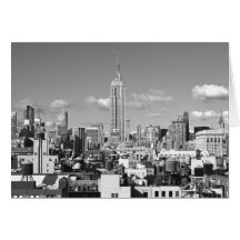 Empire State Building NYC Skyline Puffy Clouds BW Cards
