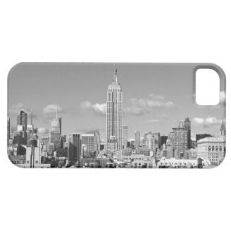 Empire State Building NYC Skyline Puffy Clouds BW iPhone 5 Cases