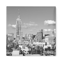 Empire State Building NYC Skyline Puffy Clouds BW Refrigerator Magnets