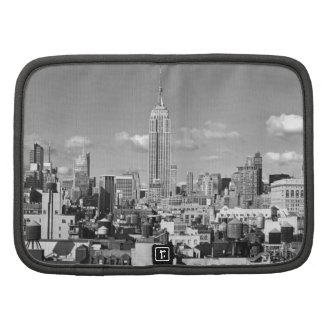 Empire State Building NYC Skyline Puffy Clouds BW Folio Planners