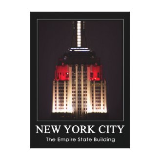 Empire State Building Red & White Close up 1C Canvas Print