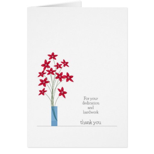 Employee Appreciation Thank You Card Red Flowers Zazzle