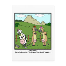 Employee of the Month: Cow Cartoon Post Card