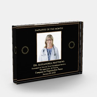 Employee Of The Month Photo Logo Gold Personalize Acrylic Award Zazzle