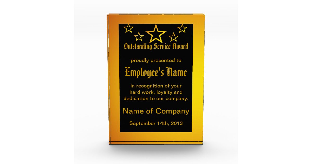 Employee Outstanding Service Award Plaque Block Zazzle
