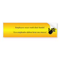 Employees must wash hands  English/Spanish Bumper Stickers